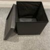 Argos Home Small Faux Leather Stitched Ottoman - Black - Image 4