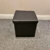 Argos Home Small Faux Leather Stitched Ottoman - Black